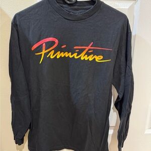 Primitive Black Long Sleeve Tee with Red and Yellow Logo